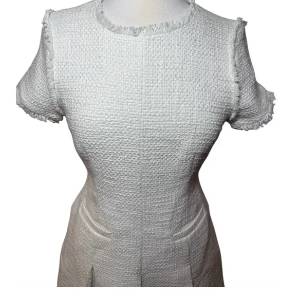 Cinq à Sept Nova Tweed Cream Fit & Flare Pleated Mini Dress-NWT Size 8